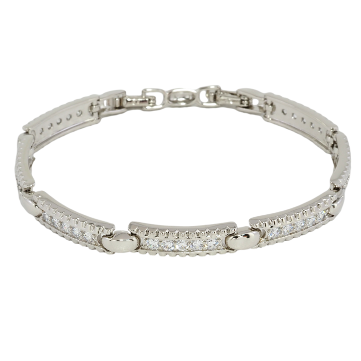 Браслет Xuping Родий Дорожки циркония размер с доп. замком 17,19см х 6мм фото №24