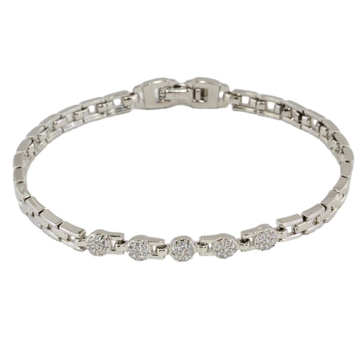 Браслет Xuping Родий Узор с цирконием размер 19.5см х 4мм фото №5