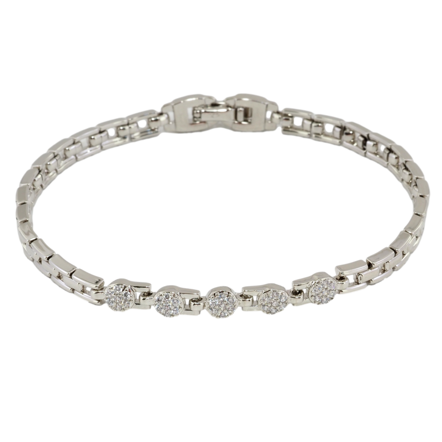 Браслет Xuping Родій Візерунок з цирконієм розмір 19.5см х 4мм фото №1