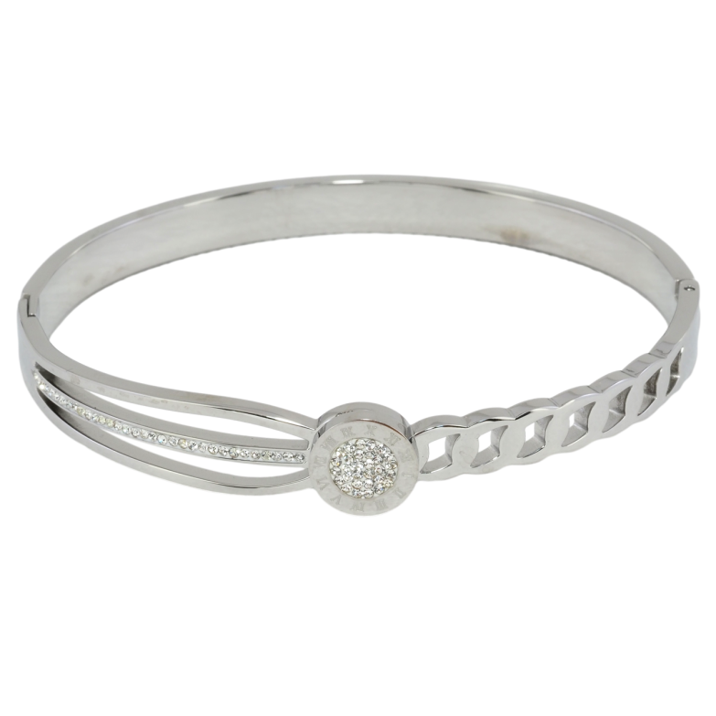 Браслет Xuping ТТМ Stainless Steel цвет Родий Узор цепочка с цирконием ø 6см фото №1