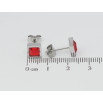 Сережки Xuping TTM Stainless Steel колір Родій пусети Червоні фіаніти 7х7мм фото №2