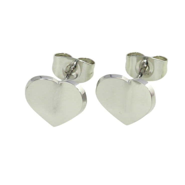 Сережки Xuping TTM Stainless Steel колір Родій пусети Сердечки фото №24