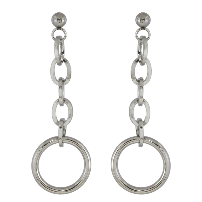 Сережки Xuping TTM Stainless Steel колір Родій пусети Підвіски з колечками фото №1