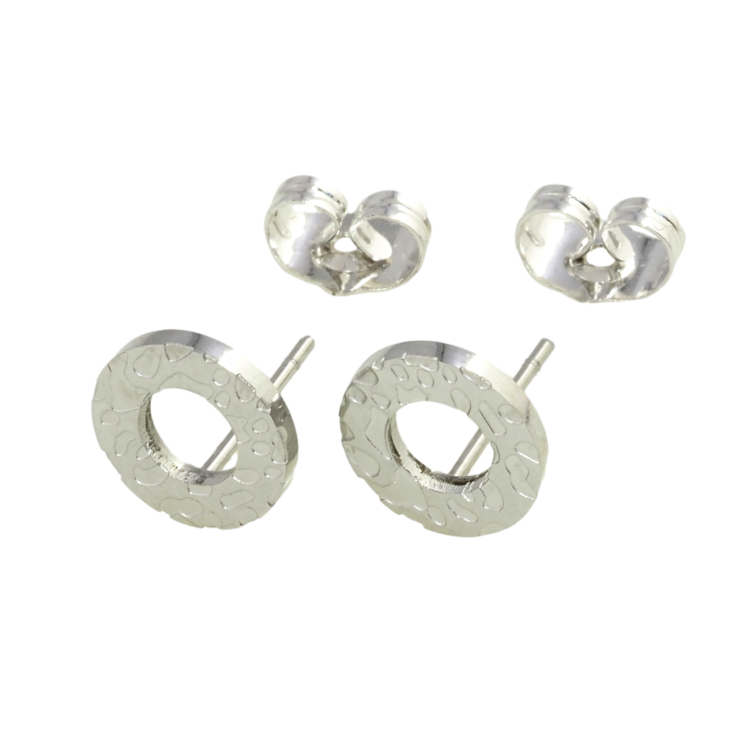 Сережки Xuping TTM Stainless Steel колір Родій пусети Кола з візерунком фото №3