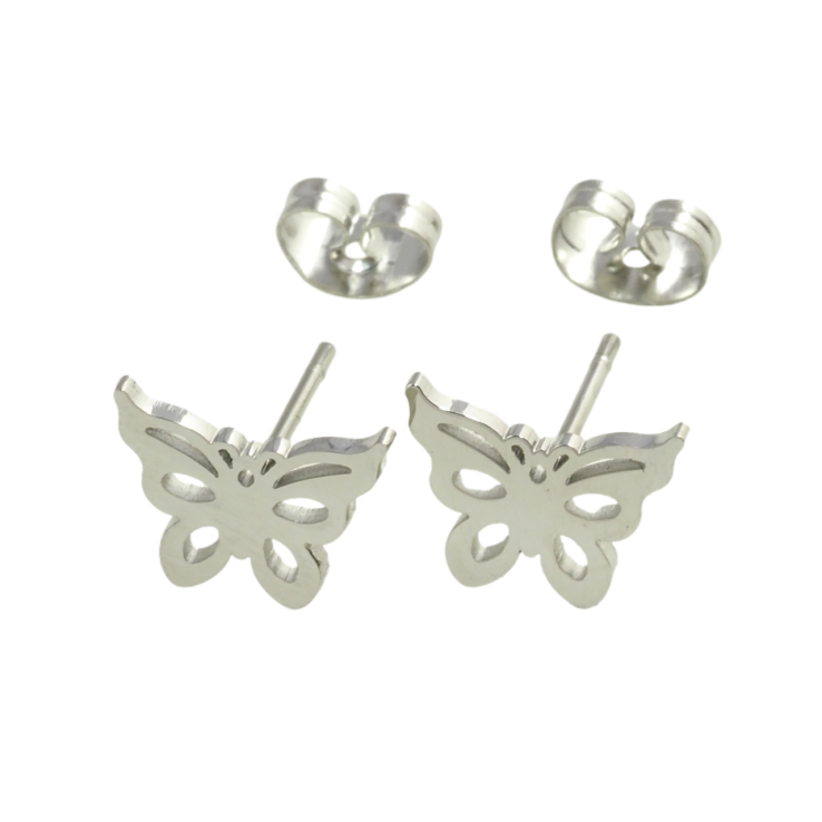 Сережки Xuping TTM Stainless Steel колір Родій пусети Метелики фото №5