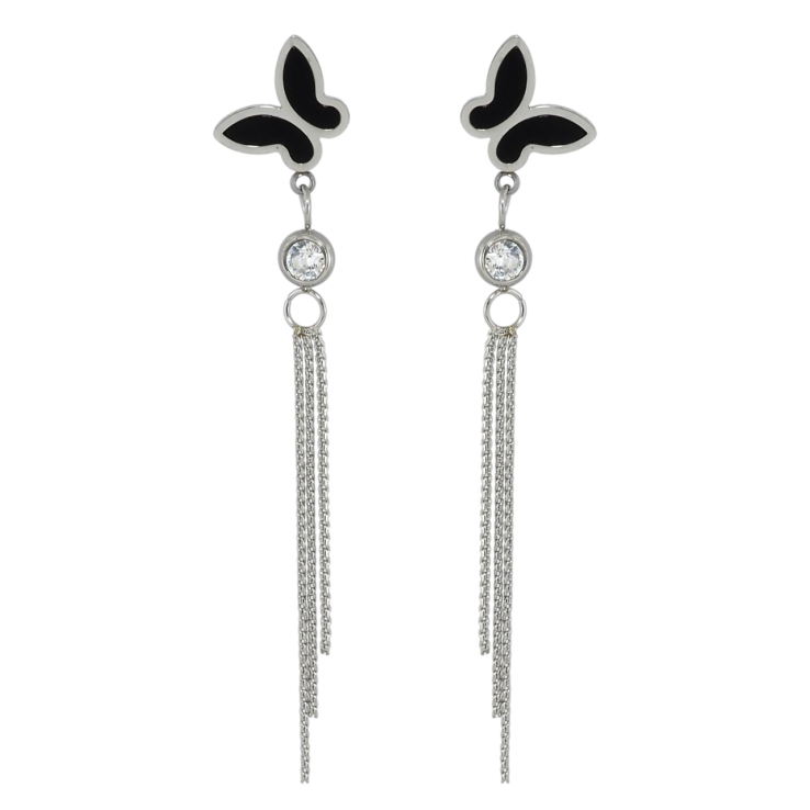 Сережки Xuping TTM Stainless Steel колір Родій пусети Підвіски метелики фото №2