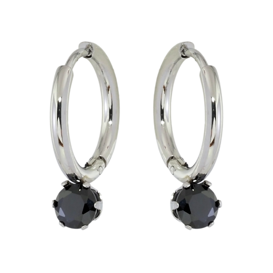 Сережки Xuping TTM Stainless Steel колір Родій колечка Чорний фіаніт фото №1