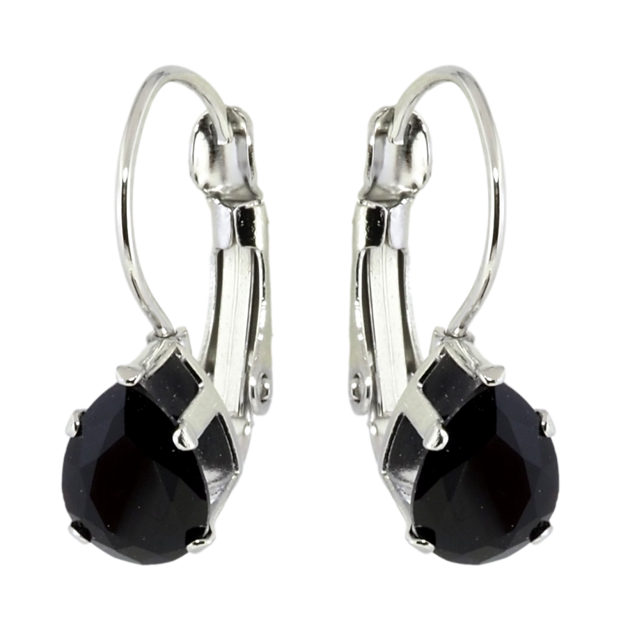 Сережки Xuping TTM Stainless Steel колір Родій французький замок Чорні кристали на дужках фото №1 Сережки Xuping TTM Stainless Steel колір Родій французький замок Чорні кристали на дужках фото №1