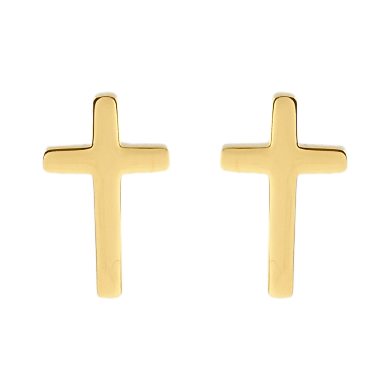 Сережки Xuping TTM Stainless Steel колір 14K пусети Хрестики фото №1