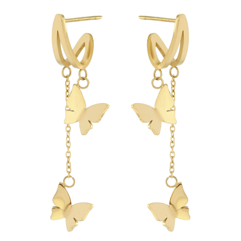 Серьги Xuping TTM Stainless Steel цвет 14K пусеты Подвески бабочки фото №1