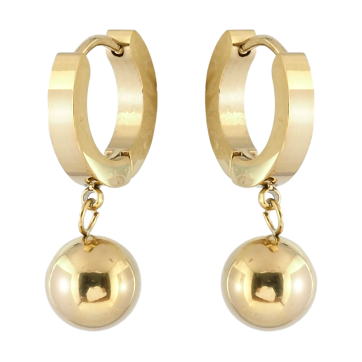 Серьги Xuping TTM Stainless Steel цвет 14K подвески на колечках Шарики ø 8мм фото №19