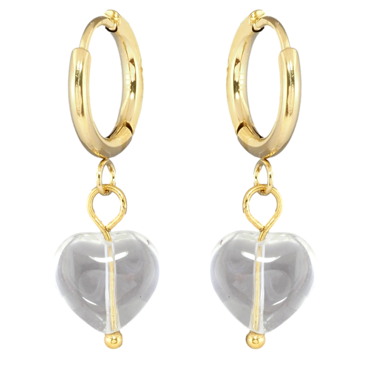 Серьги Xuping TTM Stainless Steel цвет 14K подвески на колечках Прозрачные сердечки фото №22