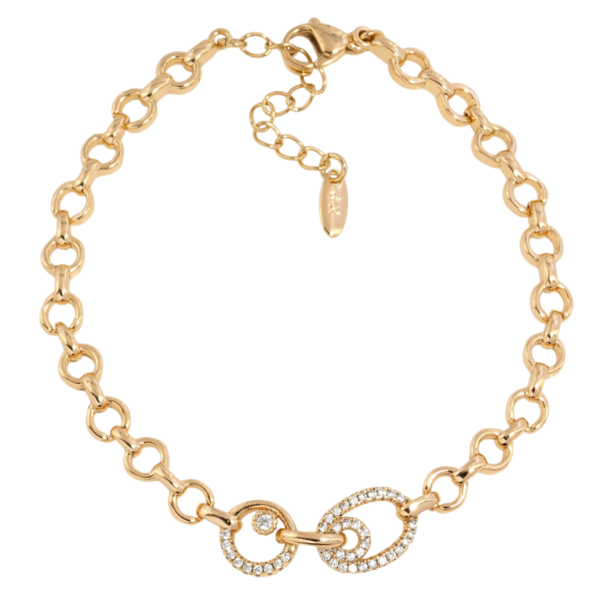 Браслет Xuping Позолота 18K Ланцюжок Бельцер з декоративною вставкою довжина з дод. ланцюжком 17.5-21см х 5мм фото №1