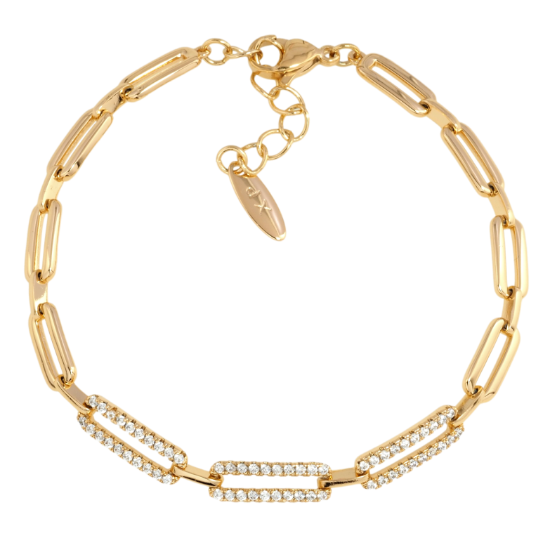 Браслет Xuping Позолота 18K Цепочка с инкрустацией цирконием размер с доп.цепочкой 18.5-21.5см х 5мм фото №1