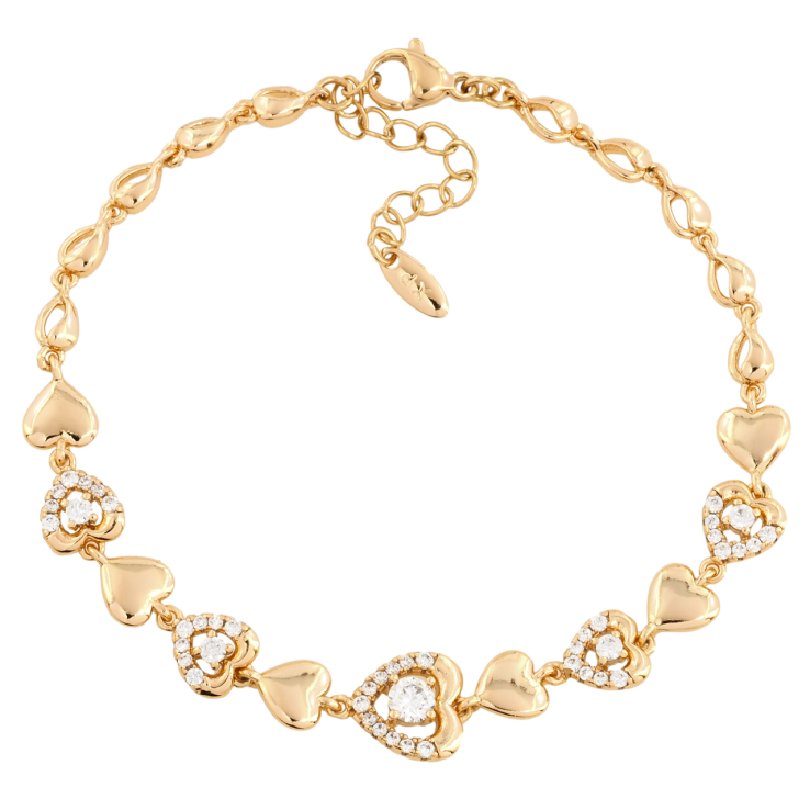 Браслет Xuping Позолота 18K Сердечки с цирконием размер с доп.цепочкой 18.5-22см х 4мм фото №20