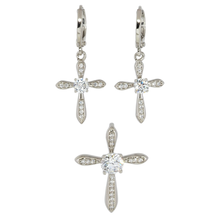 Набір Xuping Родій Сережки Кулон Хрестики фото №4
