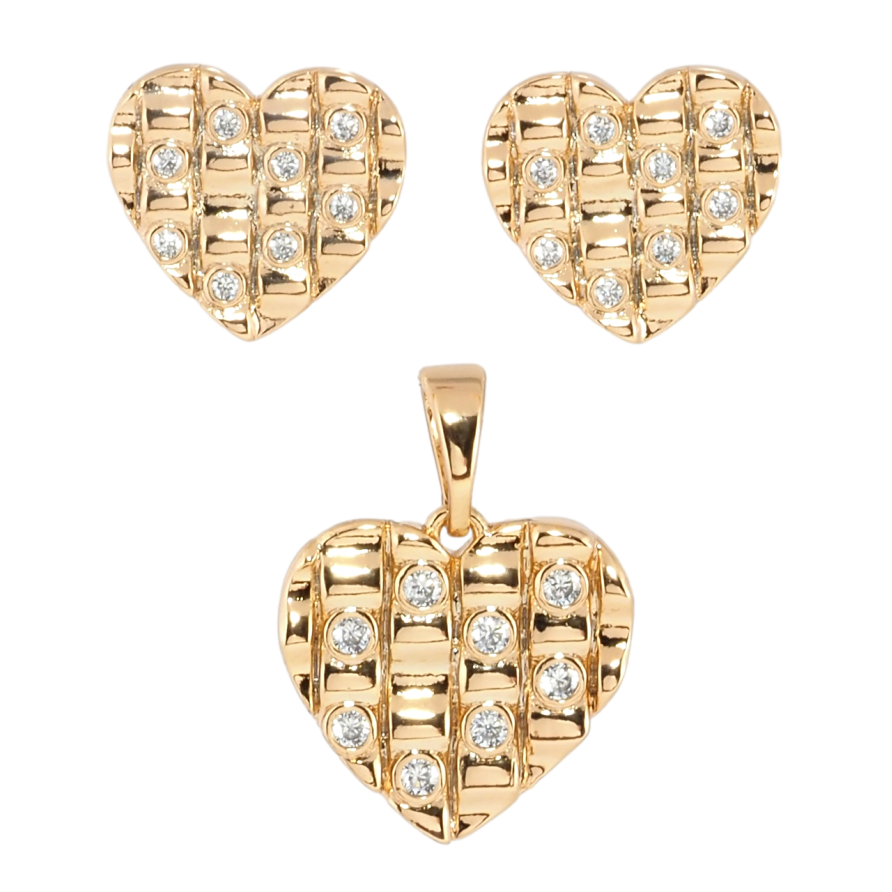 Набор Xuping Позолота 18K Серьги Кулон Сердечки с цирконием фото №1 Набор Xuping Позолота 18K Серьги Кулон Сердечки с цирконием фото №1