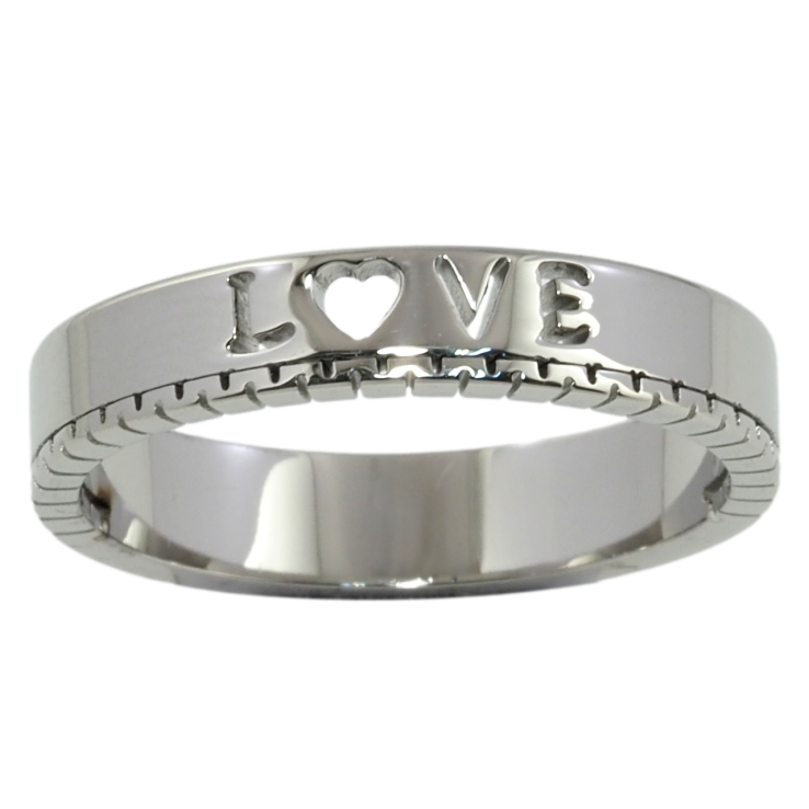 Кольцо Xuping TTM Stainless Steel Цвет Родий Love, шир. 4мм фото №20
