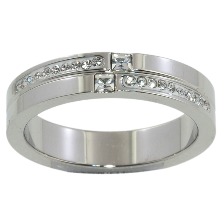 Кольцо Xuping TTM Stainless Steel Цвет Родий Узор дорожки циркония, шир. 4.5мм фото №4