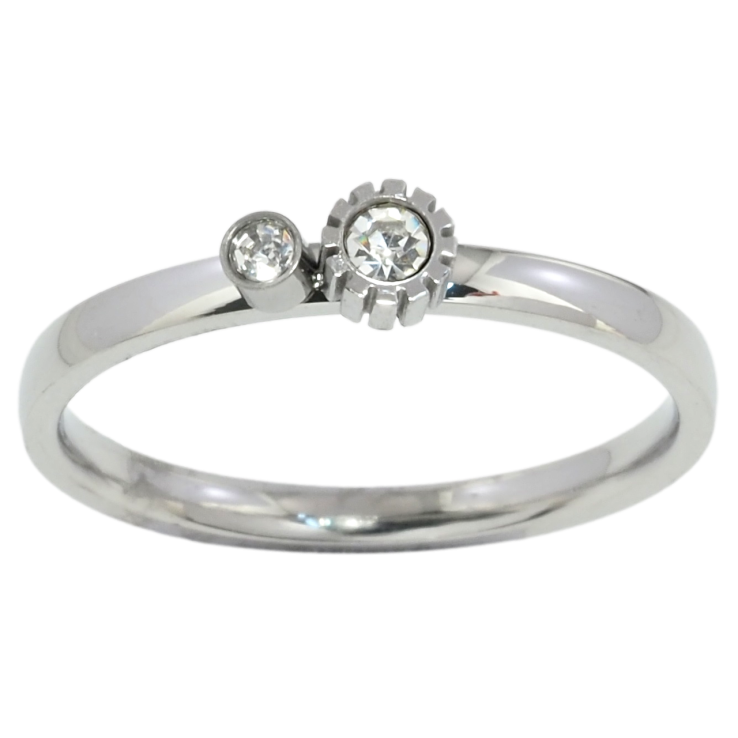 Каблучка Xuping TTM Stainless Steel Колір Родій Два кристали фото №12