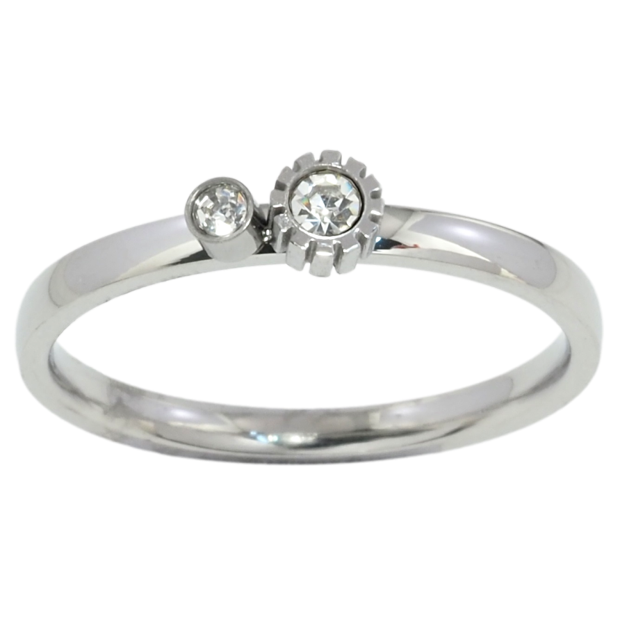 Каблучка Xuping TTM Stainless Steel Колір Родій Два кристали фото №1