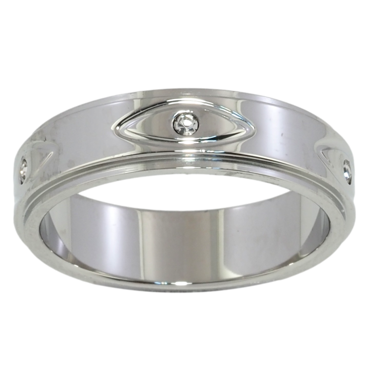 Каблучка Xuping TTM Stainless Steel Колір Родій Візерунок з кристалом, шир. 5.5мм фото №6