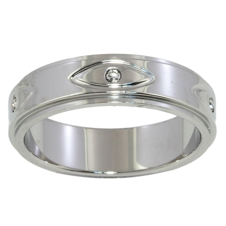 Кольцо Xuping TTM Stainless Steel Цвет Родий Узор с кристаллом, шир. 5.5мм фото №1