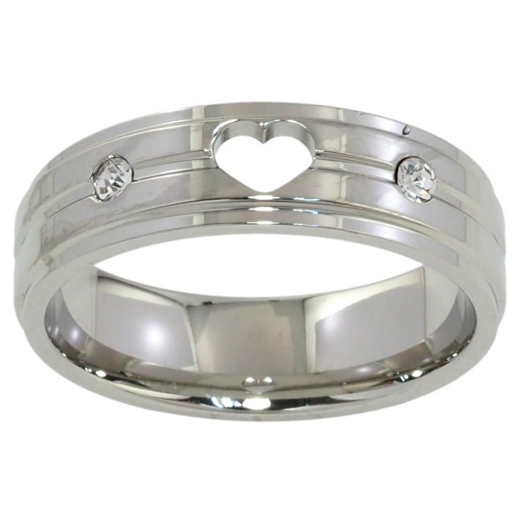 Каблучка Xuping TTM Stainless Steel Колір Родій Візерунок серце, шир. 6мм фото №8