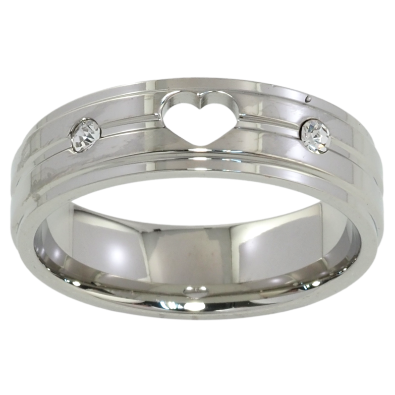 Кольцо Xuping TTM Stainless Steel Цвет Родий Узор сердце, шир. 6мм фото №1