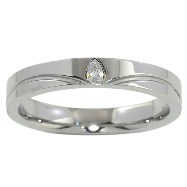 Кольцо Xuping TTM Stainless Steel Цвет Родий Кристалл капелька, шир. 3.5мм фото №4