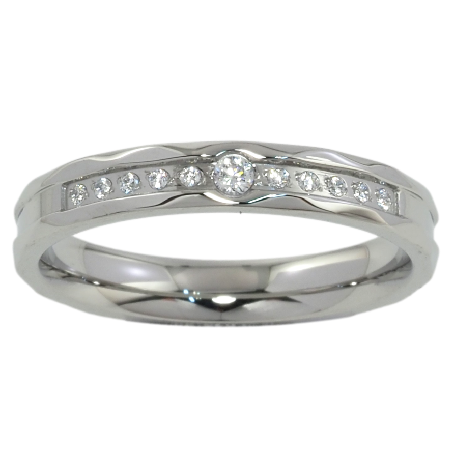 Каблучка Xuping TTM Stainless Steel Колір Родій Доріжка цирконію, шир. 3.5мм фото №1