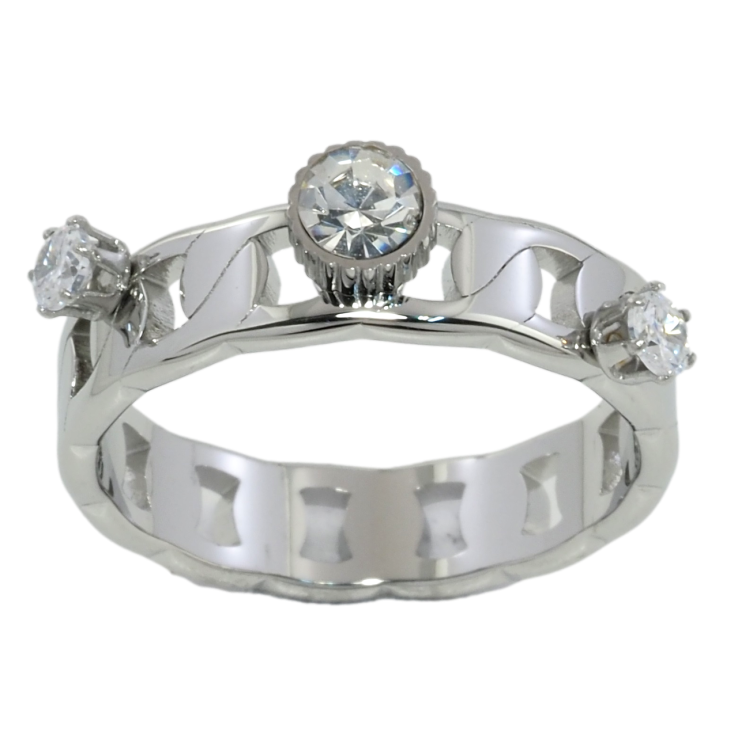 Кольцо Xuping TTM Stainless Steel Цвет Родий Узор цепочка с кристаллами, шир. 5мм фото №25