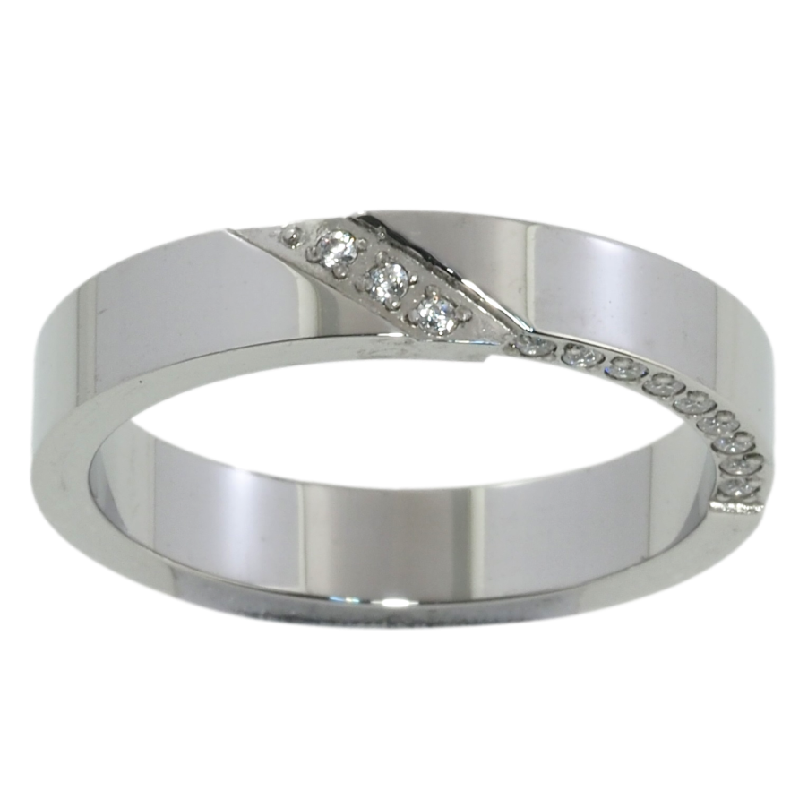 Кольцо Xuping TTM Stainless Steel Цвет Родий Узор кристаллами, шир. 4мм фото №1