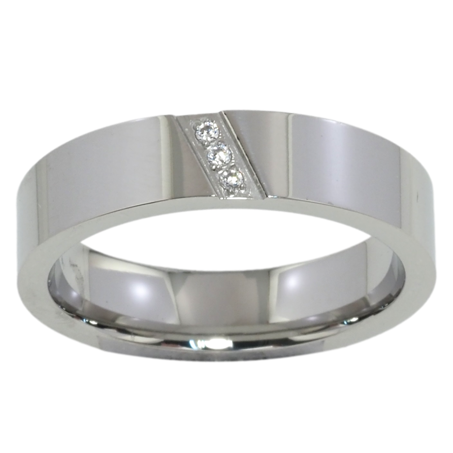 Каблучка Xuping TTM Stainless Steel Колір Родій Візерунок цирконієм, шир. 5мм фото №1