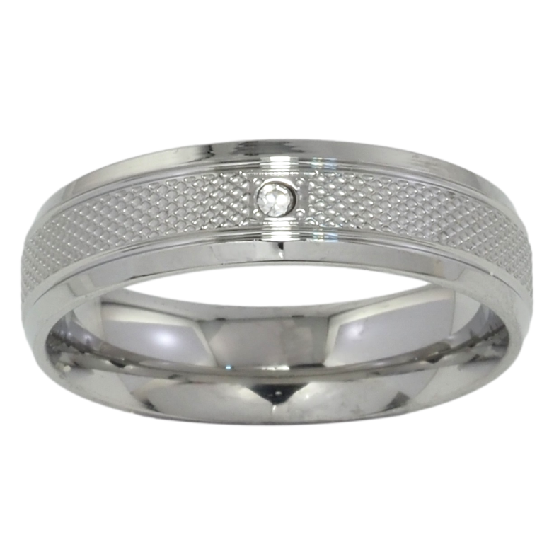 Каблучка Xuping TTM Stainless Steel Колір Родій Візерунок з цирконієм, шир. 5.5мм фото №1