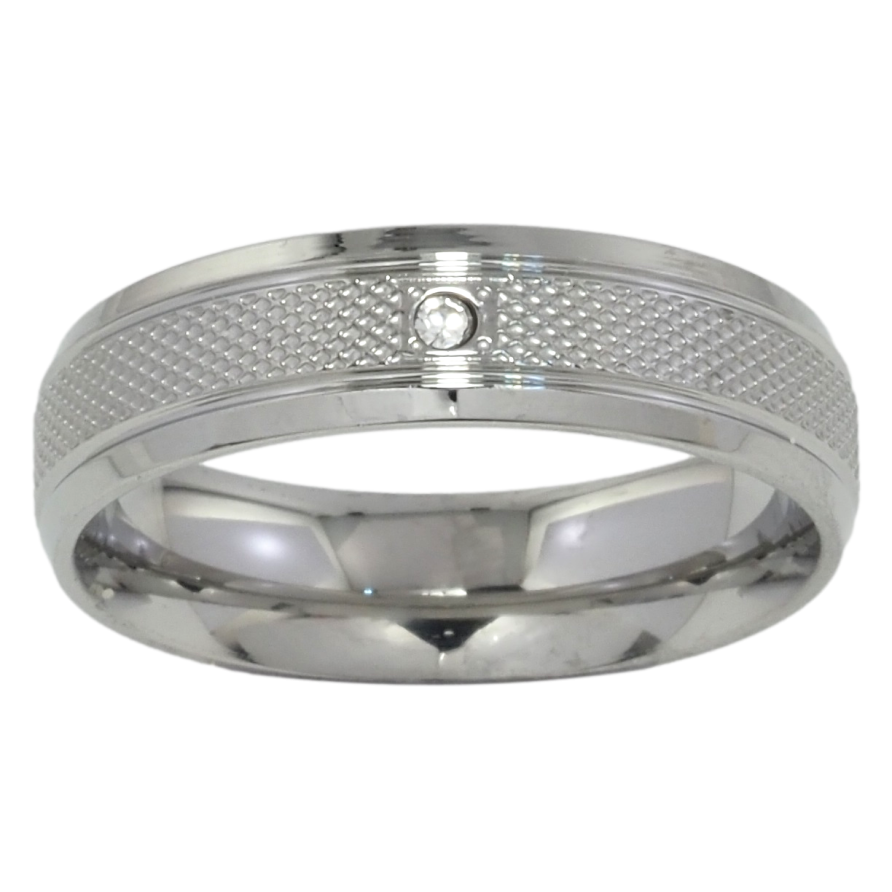 Каблучка Xuping TTM Stainless Steel Колір Родій Візерунок з цирконієм, шир. 5.5мм фото №1