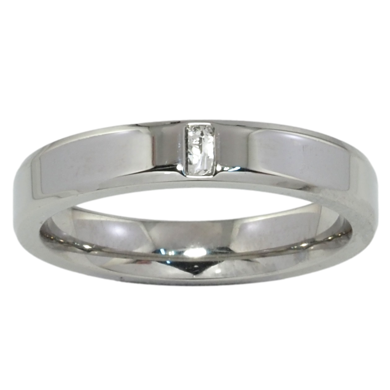 Каблучка Xuping TTM Stainless Steel Колір Родій Вставка цирконій, шир. 4мм фото №3