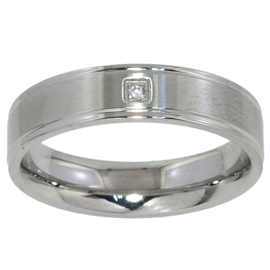 Каблучка Xuping TTM Stainless Steel Колір Родій Вставка цирконій, шир. 5мм фото №1