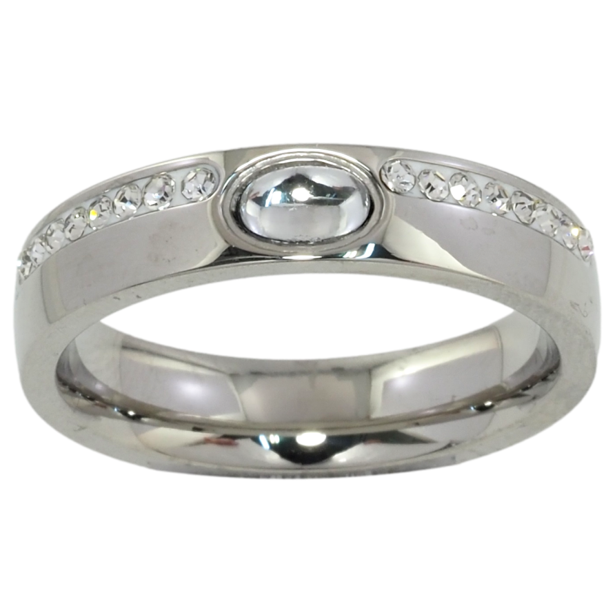 Каблучка Xuping TTM Stainless Steel Колір Родій Доріжки цирконію із кристалом, шир. 5мм фото №1