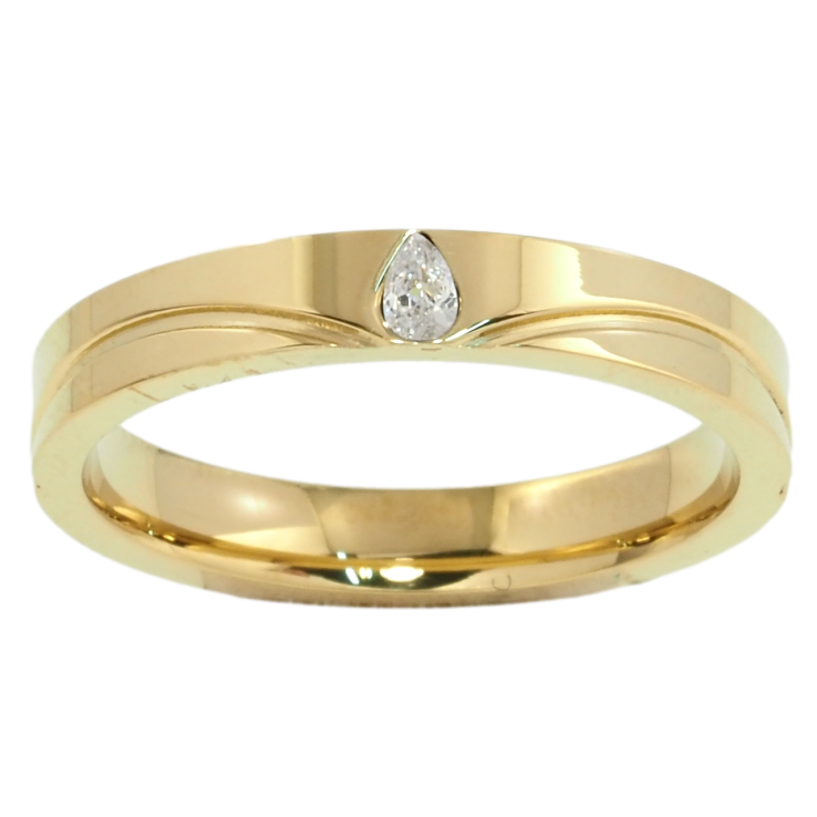 Каблучка Xuping TTM Stainless Steel Колір 14К Кришталева крапелька, шир. 3.5мм фото №4