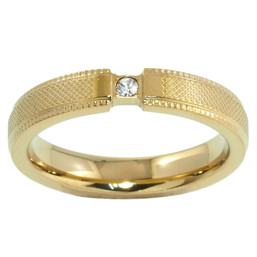 Каблучка Xuping TTM Stainless Steel Колір 14К Вставка цирконій, шир. 4мм фото №1