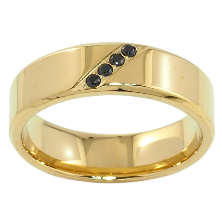 Каблучка Xuping TTM Stainless Steel Колір 14К Доріжка чорного цирконію, шир. 6мм фото №10