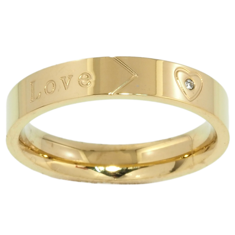 Каблучка Xuping TTM Stainless Steel Колір 14К Візерунок Love, шир. 4мм фото №1