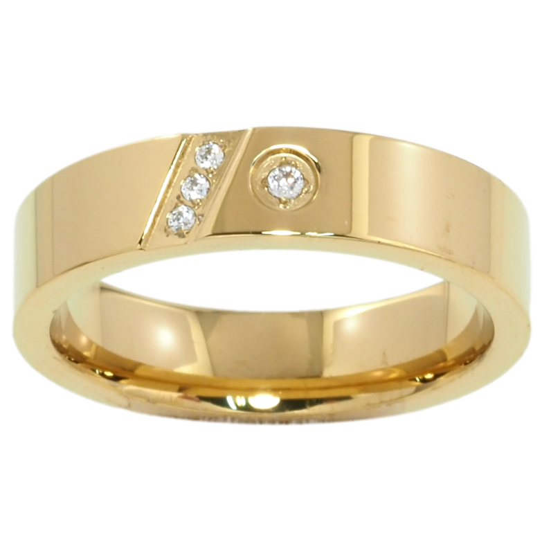 Каблучка Xuping TTM Stainless Steel Колір 14К Візерунок з цирконієм, шир. 5мм фото №1