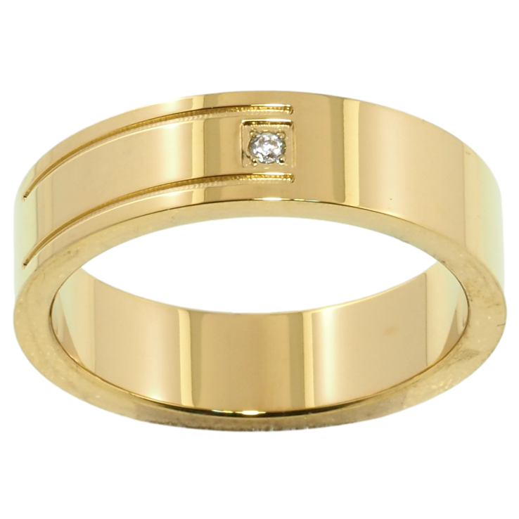 Кольцо Xuping TTM Stainless Steel Цвет 14К Узор с цирконием, шир. 5.5мм фото №6