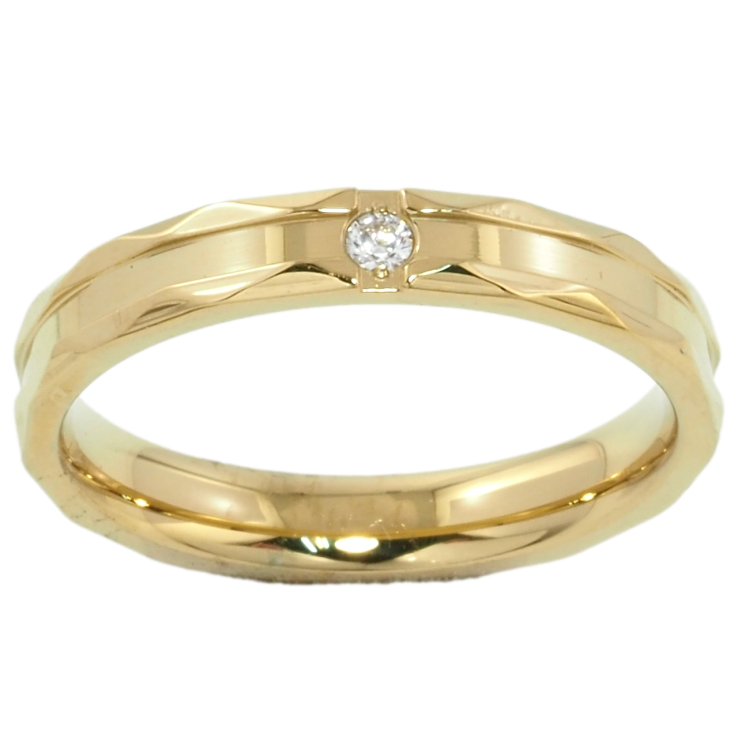 Кольцо Xuping TTM Stainless Steel Цвет 14К Узор с цирконием, шир. 3.5мм фото №7