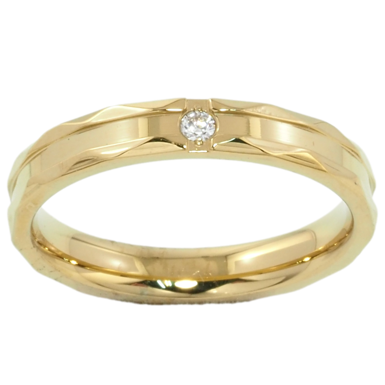 Кольцо Xuping TTM Stainless Steel Цвет 14К Узор с цирконием, шир. 3.5мм фото №1