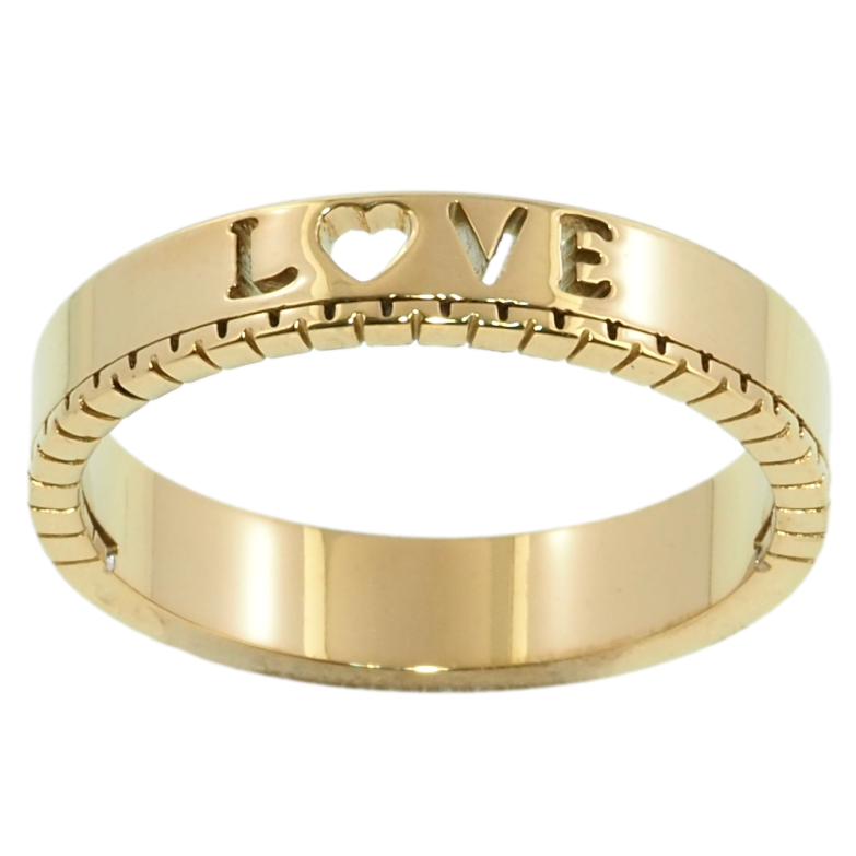 Каблучка Xuping TTM Stainless Steel Колір 14К Візерунок Love, шир. 4мм фото №1