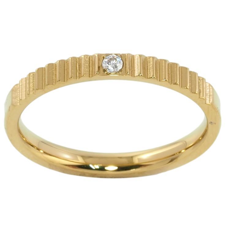 Кольцо Xuping TTM Stainless Steel Цвет 14К Узор с вставкой циркония, шир. 2.5мм фото №11