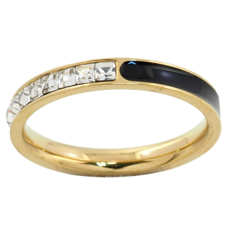 Кольцо Xuping TTM Stainless Steel Цвет 14К Дорожка циркония с эмалью, шир. 3мм фото №1